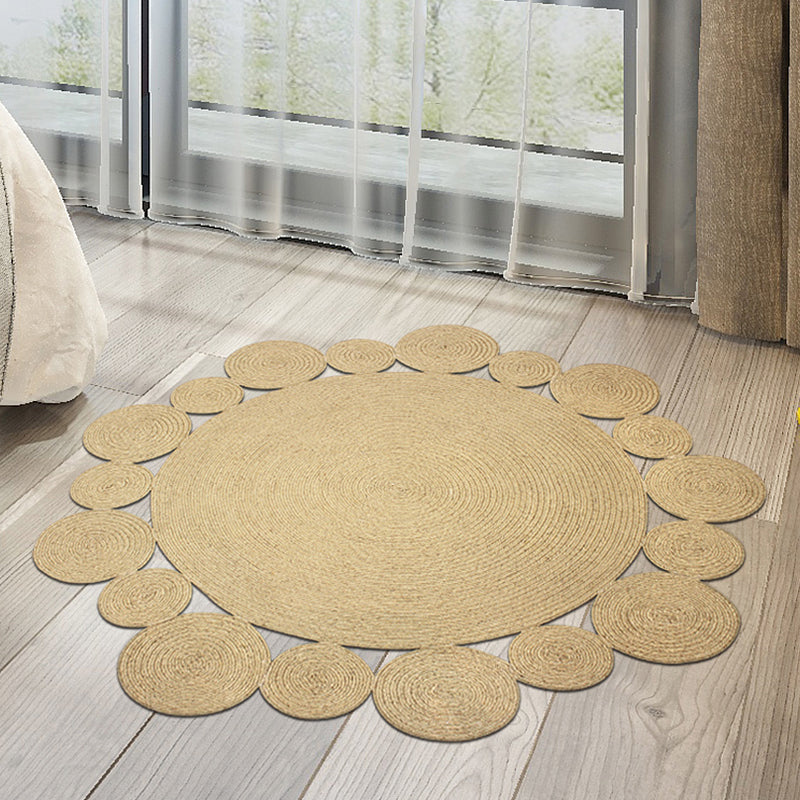 Countryside Solid Color Rug Khaki Jute Rug Non-Slip Pet Friendly Washable Are Rug for Study