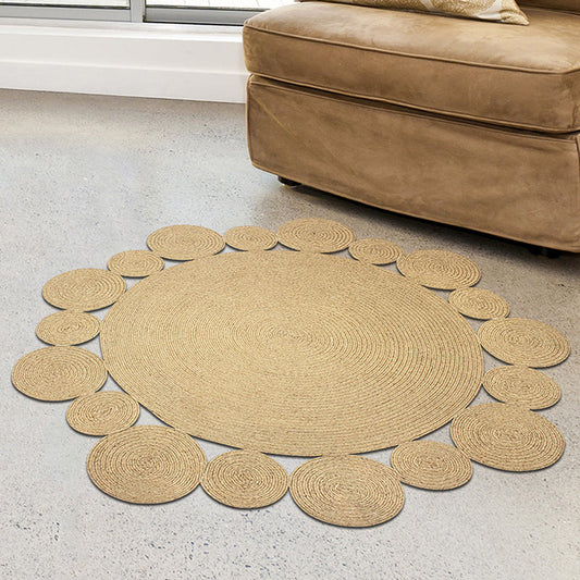 Countryside Solid Color Rug Khaki Jute Rug Non-Slip Pet Friendly Washable Are Rug for Study