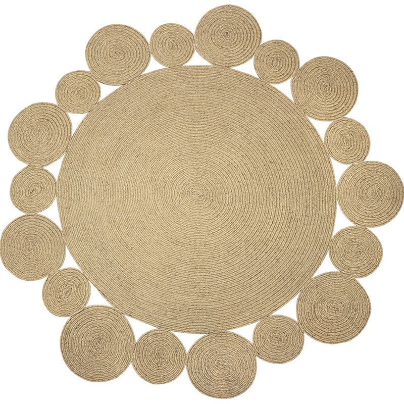 Countryside Solid Color Rug Khaki Jute Rug Non-Slip Pet Friendly Washable Are Rug for Study