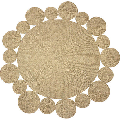 Countryside Solid Color Rug Khaki Jute Rug Non-Slip Pet Friendly Washable Are Rug for Study