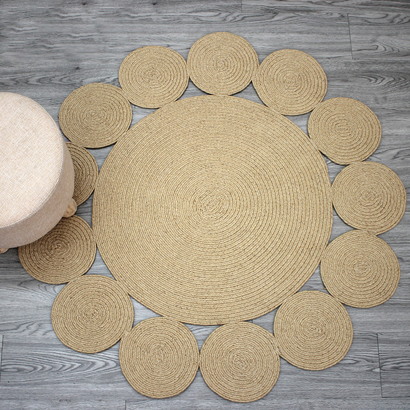 Countryside Solid Color Rug Khaki Jute Rug Non-Slip Pet Friendly Washable Are Rug for Study