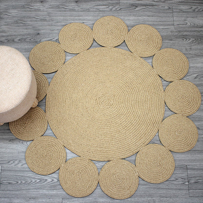 Countryside Solid Color Rug Khaki Jute Rug Non-Slip Pet Friendly Washable Are Rug for Study