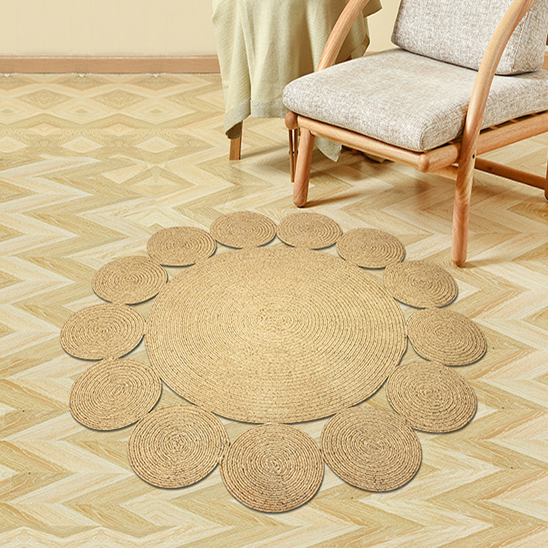 Countryside Solid Color Rug Khaki Jute Rug Non-Slip Pet Friendly Washable Are Rug for Study