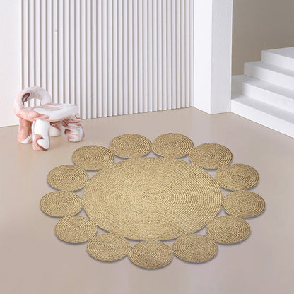 Countryside Solid Color Rug Khaki Jute Rug Non-Slip Pet Friendly Washable Are Rug for Study