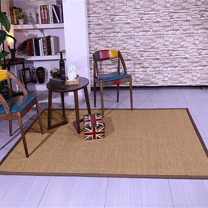 Brown Solid Color Rug Sisal Rural Rug Pet Friendly Washable Non-Slip Area Rug for Bedroom - Brown - Clearhalo - 'Area Rug' - 'Rug' - 1812314