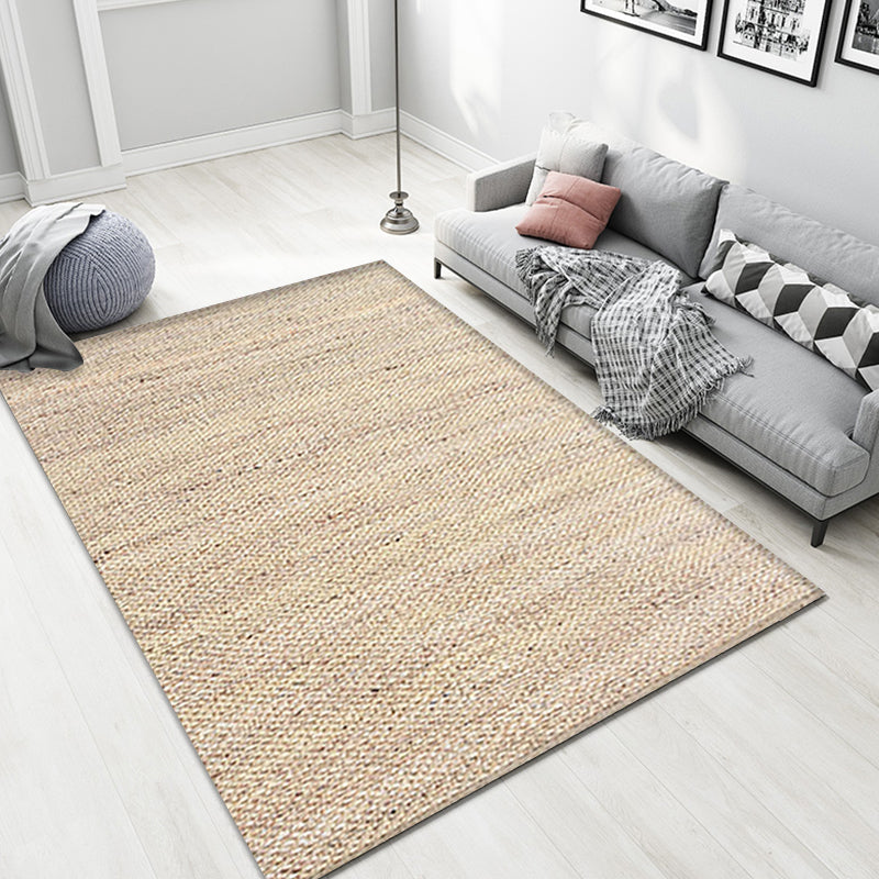 Countryside Solid Color Rug Brown Jute Rug Non-Slip Pet Friendly Washable Are Rug for Study