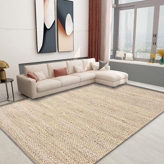 Countryside Solid Color Rug Brown Jute Rug Non-Slip Pet Friendly Washable Are Rug for Study