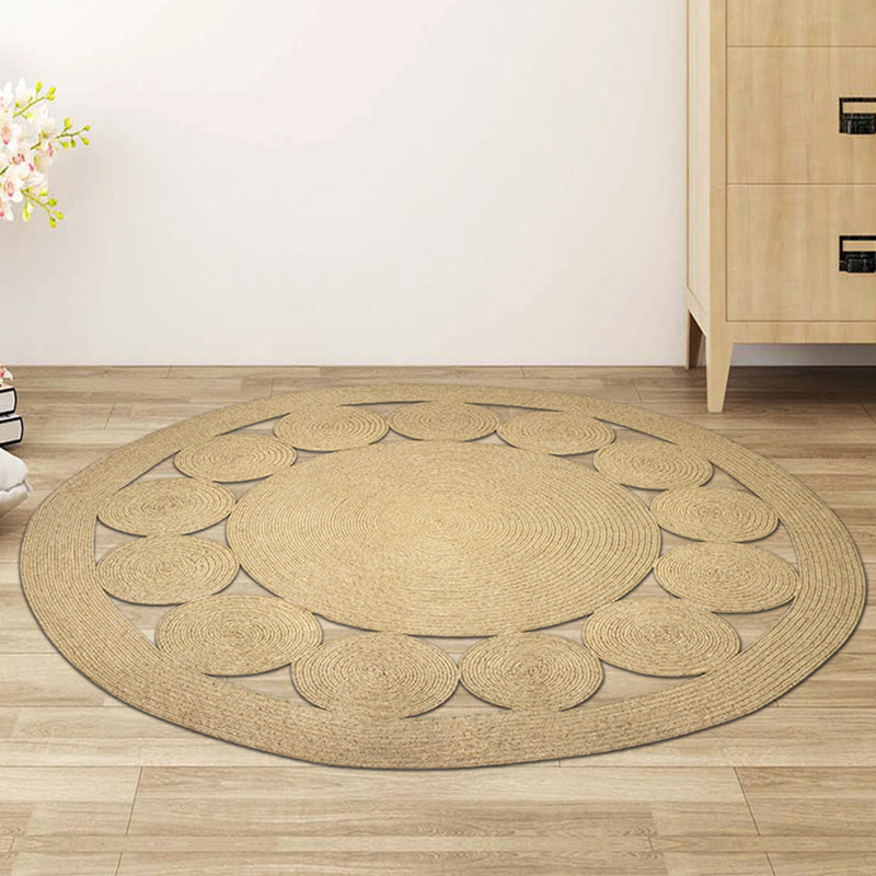 Casual Plain Rug Khaki Rural Rug Jute Pet Friendly Washable Non-Slip Area Rug for Decoration - Khaki - Clearhalo - 'Area Rug' - 'Rug' - 1812337