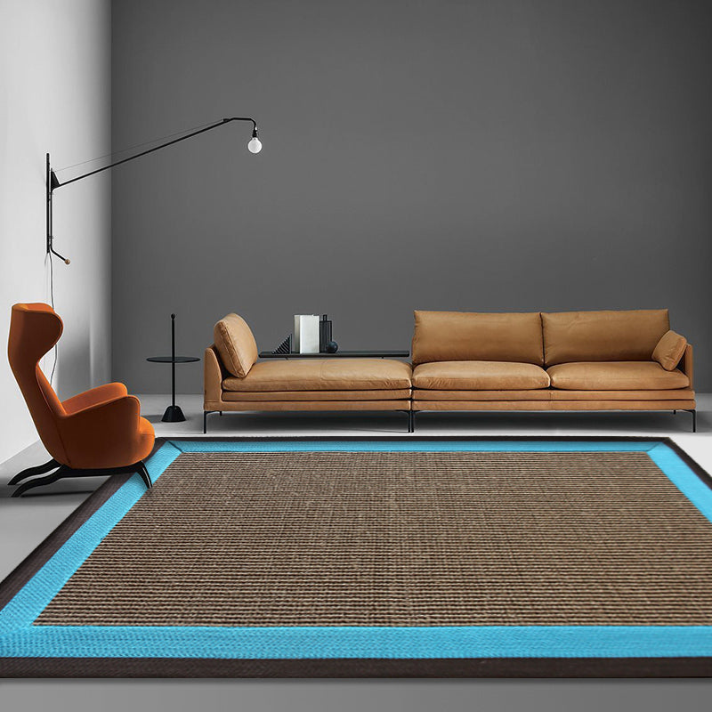 Casual Plain Rug Brown and Blue Rural Rug Jute Pet Friendly Washable Non-Slip Area Rug for Decoration - Blue - Clearhalo - 'Area Rug' - 'Rug' - 1812382