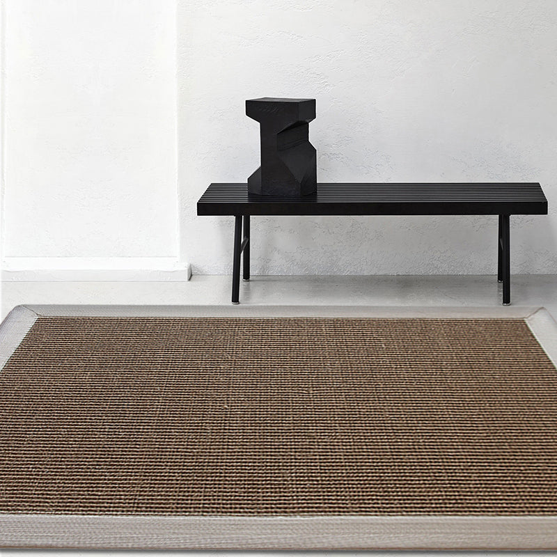 Casual Plain Rug Brown and Blue Rural Rug Jute Pet Friendly Washable Non-Slip Area Rug for Decoration - Brown - Clearhalo - 'Area Rug' - 'Rug' - 1812386