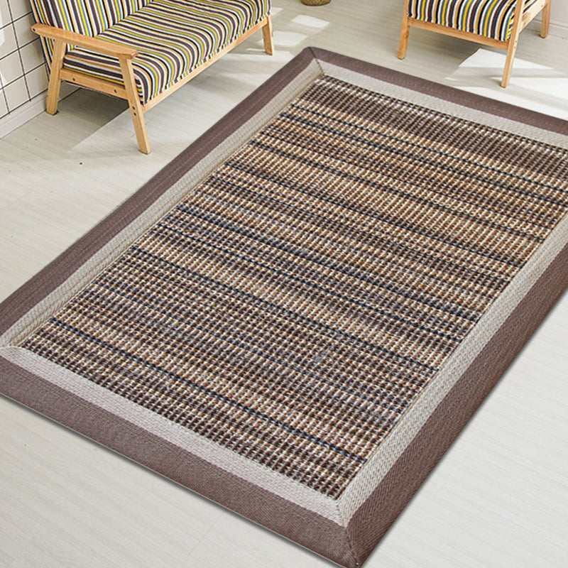 Brown Living Room Rug Rustic Striped Pattern Rug Sisal Washable Anti-Slip Backing Pet Friendly Carpet - Clearhalo - 'Area Rug' - 'Rug' - 1812396