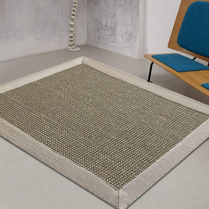 Grey Living Room Rug Rustic Solid Color Rug Sisal Washable Anti-Slip Backing Pet Friendly Carpet