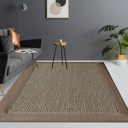 Countryside Plain Rug Brown Jute Rug Non-Slip Pet Friendly Washable Are Rug for Study