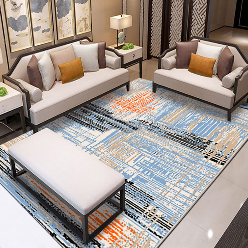 Multicolor Abstract Rug with Brushstroke Rug Polyester Industrial Rug Pet Friendly Washable Non-Slip Area Rug for Living Room - Blue - Clearhalo - 'Area Rug' - 'Rug' - 1812491