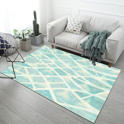 Multicolor Living Room Rug Industrial Abstract Geometric Pattern Rug Polyester Washable Anti-Slip Backing Pet Friendly Carpet - Blue - Clearhalo - 'Area Rug' - 'Rug' - 1812555