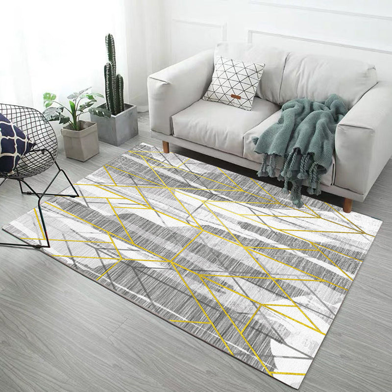 Multicolor Living Room Rug Industrial Abstract Geometric Pattern Rug Polyester Washable Anti-Slip Backing Pet Friendly Carpet - Grey - Clearhalo - 'Area Rug' - 'Rug' - 1812562