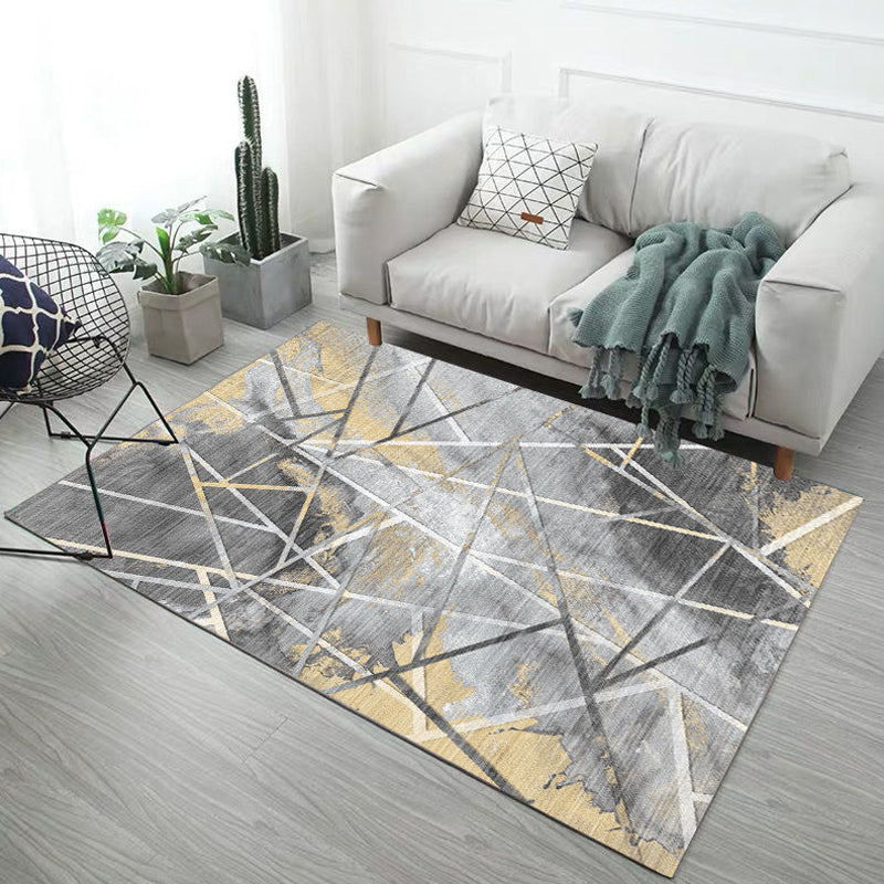 Multicolor Living Room Rug Industrial Abstract Geometric Pattern Rug Polyester Washable Anti-Slip Backing Pet Friendly Carpet - Dark Gray - Clearhalo - 'Area Rug' - 'Rug' - 1812563