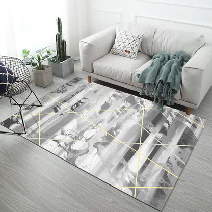 Multicolor Abstract Rug Polyester Industrial Rug Pet Friendly Washable Non-Slip Area Rug for Living Room - Grey - Clearhalo - 'Area Rug' - 'Rug' - 1812582