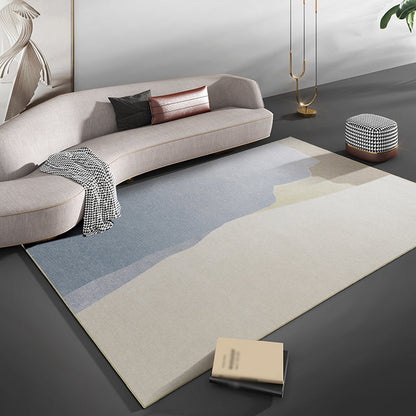 Beige and Blue Colorblock Rug Chenille Modern Rug Pet Friendly Washable Non-Slip Area Rug for Living Room - Blue - Clearhalo - 'Area Rug' - 'Rug' - 1812591