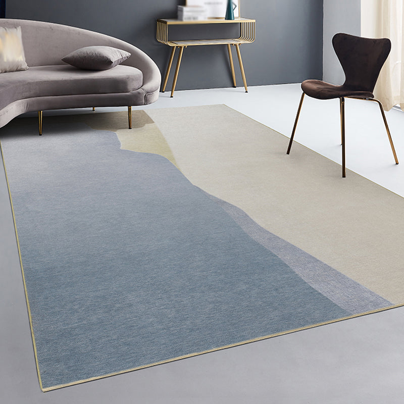 Beige and Blue Colorblock Rug Chenille Modern Rug Pet Friendly Washable Non-Slip Area Rug for Living Room - Clearhalo - 'Area Rug' - 'Rug' - 1812592