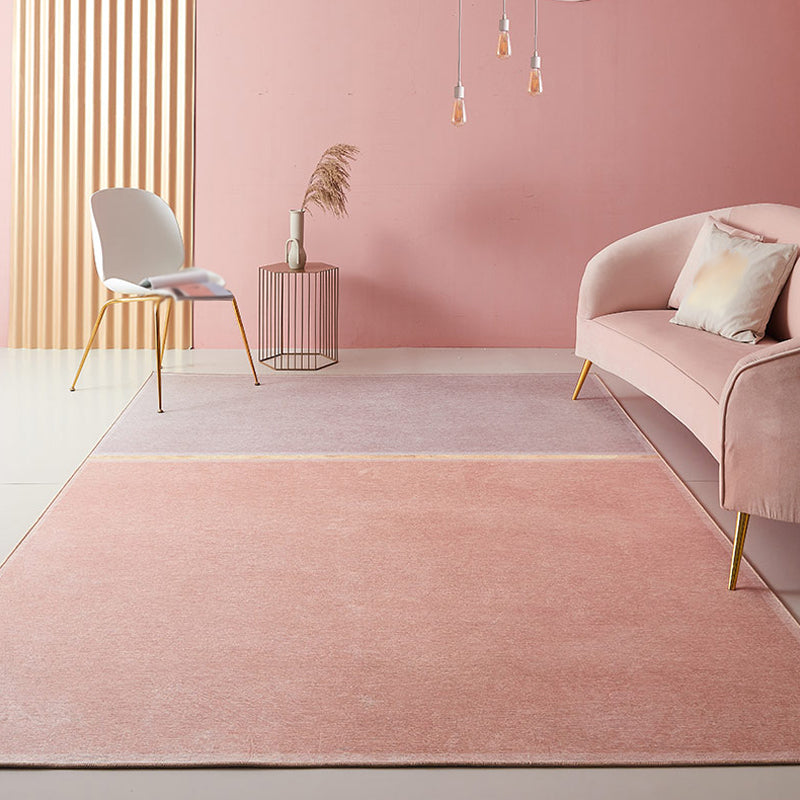 Pink Living Room Rug Modernist Colorblock Rug Chenille Washable Anti-Slip Backing Pet Friendly Carpet - Pink - Clearhalo - 'Area Rug' - 'Rug' - 1812601