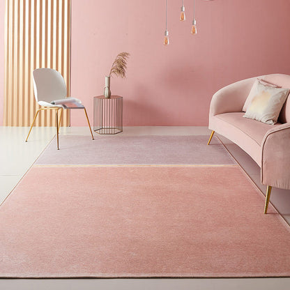 Pink Living Room Rug Modernist Colorblock Rug Chenille Washable Anti-Slip Backing Pet Friendly Carpet - Pink - Clearhalo - 'Area Rug' - 'Rug' - 1812601
