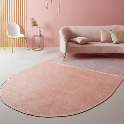 Nordic Colorblock Indoor Rug Pink Chenille Rug Non-Slip Pet Friendly Washable Area Rug for Bedroom
