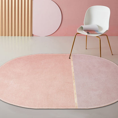 Nordic Colorblock Indoor Rug Pink Chenille Rug Non-Slip Pet Friendly Washable Area Rug for Bedroom