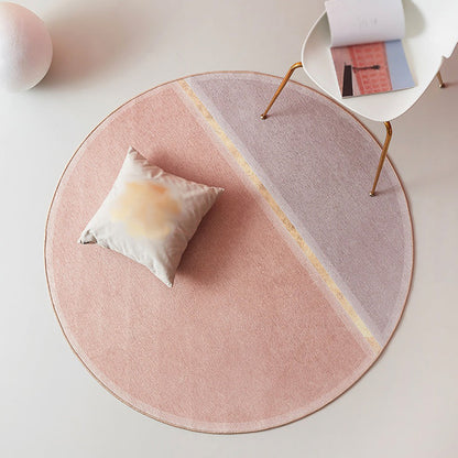Creative Colorblock Rug Pink Minimalist Rug Chenille Pet Friendly Washable Non-Slip Area Carpet for Study