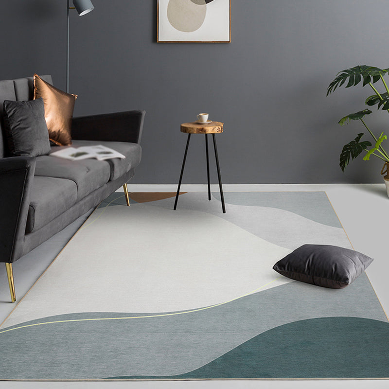 Green and Brown Colorblock Rug Chenille Modern Rug Pet Friendly Washable Non-Slip Area Rug for Living Room - view 9