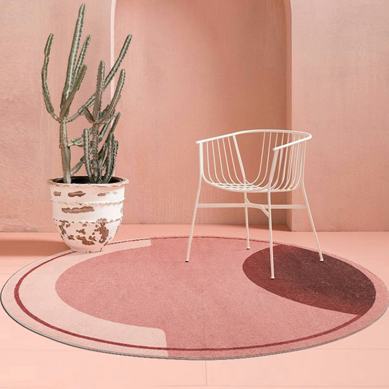 Modern Colorblock Rug Pink and Red Polyester Rug Non-Slip Pet Friendly Washable Area Rug for Bedroom - Red - Clearhalo - 'Area Rug' - 'Rug' - 1812676