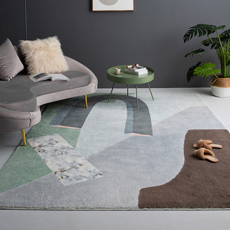 Modernist Colorblock Rug Multicolor Polyester Rug Non-Slip Pet Friendly Washable Area Rug for Bedroom - Grey - Clearhalo - 'Area Rug' - 'Rug' - 1812709