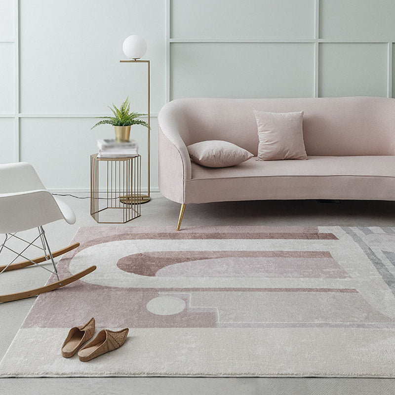 Modernist Colorblock Rug Pink and Grey Polyester Rug Non-Slip Pet Friendly Washable Area Rug for Bedroom - Light Gray - Clearhalo - 'Area Rug' - 'Rug' - 1812762