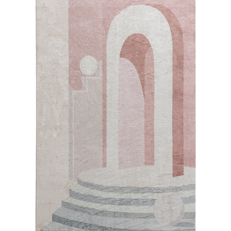 Modernist Colorblock Rug Pink and Grey Polyester Rug Non-Slip Pet Friendly Washable Area Rug for Bedroom - Clearhalo - 'Area Rug' - 'Rug' - 1812764