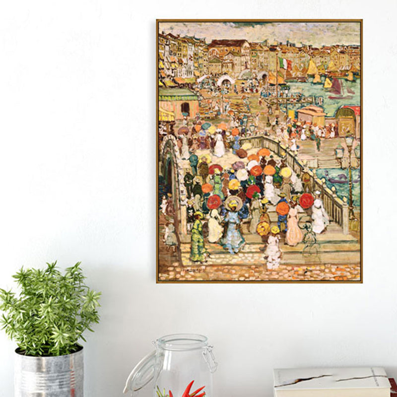 Grand City Scape Canvas Print Impressionism Poetic Landscape Wall Art in Brown for Home - view 3