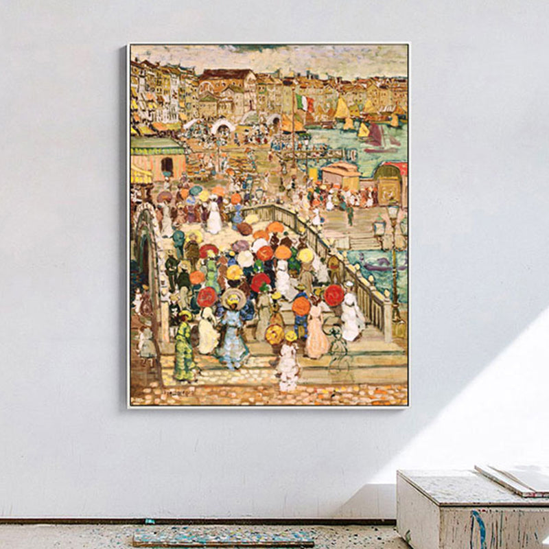 Grand City Scape Canvas Print Impressionism Poetic Landscape Wall Art in Brown for Home - view 2