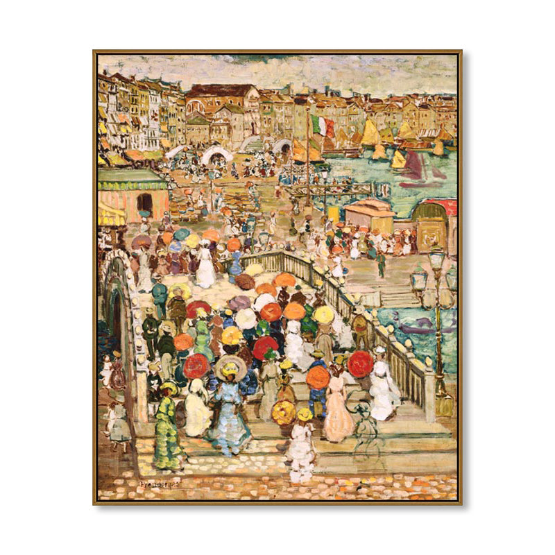 Grand City Scape Canvas Print Impressionism Poetic Landscape Wall Art in Brown for Home - view 4