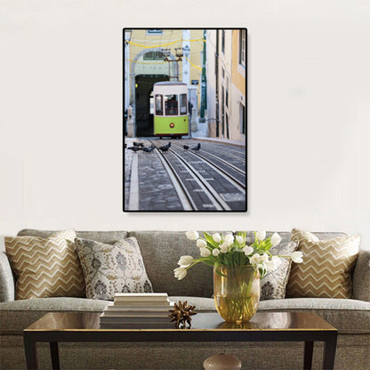 Nostalgic Photograph Urban Railway Canvas Boys Bedroom Transportation Wall Art Print