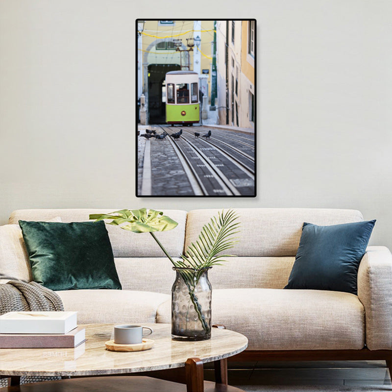 Nostalgic Photograph Urban Railway Canvas Boys Bedroom Transportation Wall Art Print