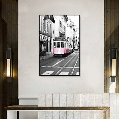 Nostalgic Photograph Urban Railway Canvas Boys Bedroom Transportation Wall Art Print