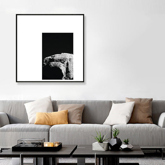 Minimalism Photograph Rocks Wall Art Decor Sitting Room Canvas Print in Dark Color - Clearhalo - 'Arts' - 'Canvas Art' - 1861183