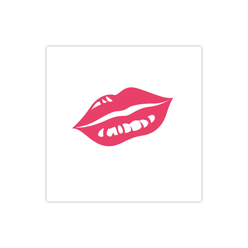 Fashion Girl's Lip Wrapped Canvas Textured Pop Art Style Bedroom Painting in Light Color - view 3