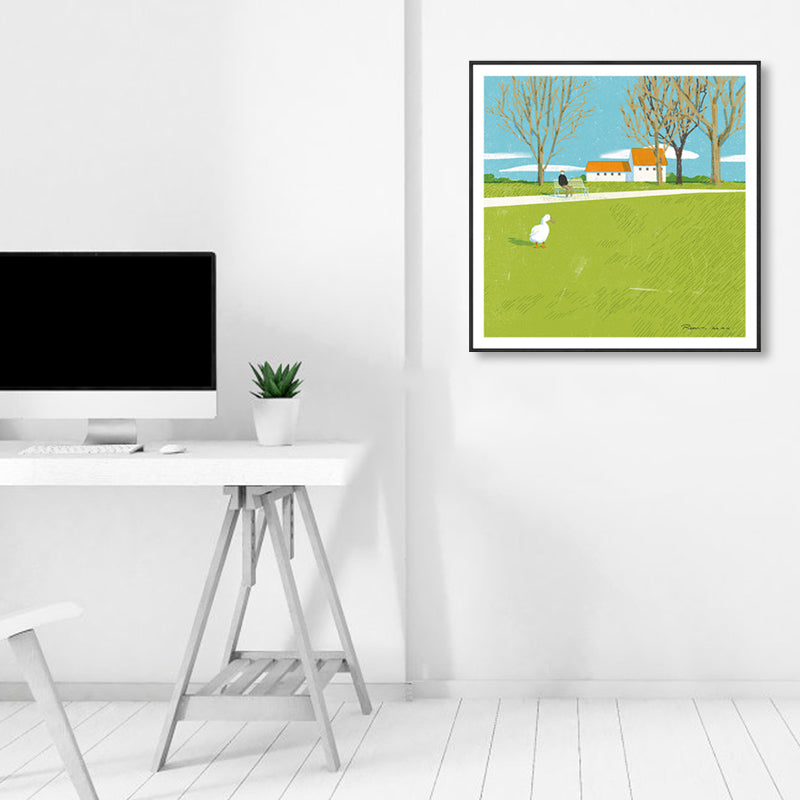 Pastel Painting Lodge Wall Art Nature Scenery Modern Textured Canvas for Bedroom - view 4