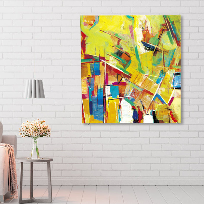 Peculiar Oil Painting Wall Decor Pop Art Novel Abstract Pattern Canvas in Yellow - view 4