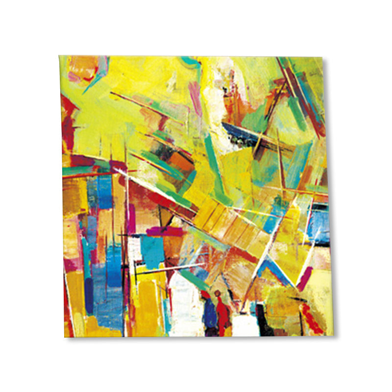 Peculiar Oil Painting Wall Decor Pop Art Novel Abstract Pattern Canvas in Yellow - view 2