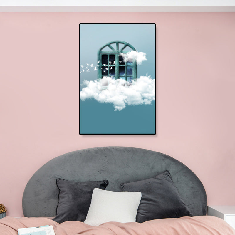 House Building View Canvas Surrealism Style Textured Wall Art Decor in Light Color - view 20