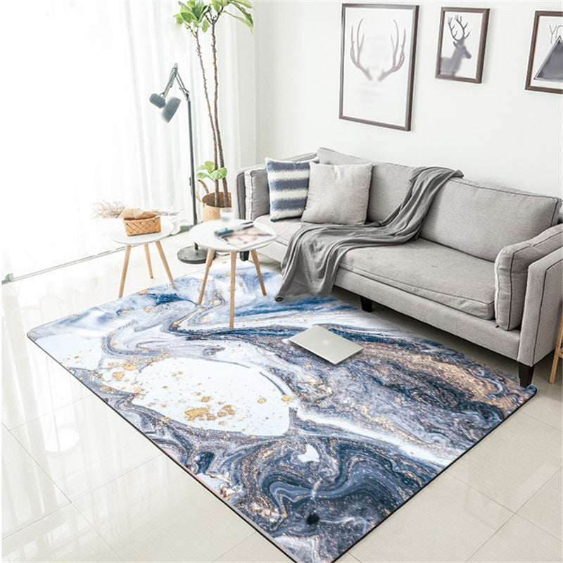 Blue Novelty Rug Polyester Abstract Rug Pet Friendly Washable Non-Slip Area Rug for Drawing Room - Clearhalo - 'Area Rug' - 'Rug' - 1868411