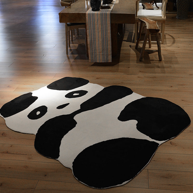 Black Panda Pattern Rug Polyester Kids Rug Washable Non-Slip Pet Friendly Carpet for Living Room - Clearhalo - 'Area Rug' - 'Rug' - 1868428