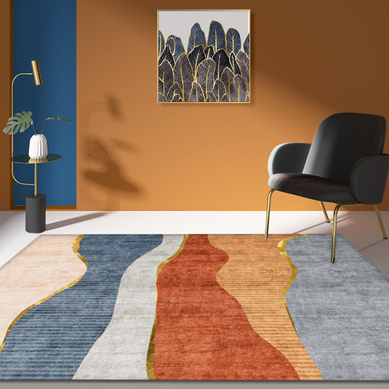 Multi-Colored Colorblock Indoor Rug Synthetics Modernist Area Rug Washable Anti-Slip Carpet for Study - Yellow-Red - Clearhalo - 'Area Rug' - 'Rug' - 1868460