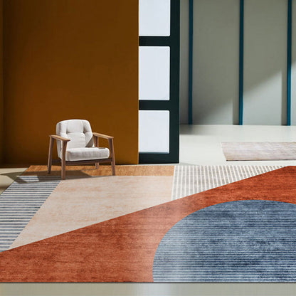 Multi-Colored Colorblock Indoor Rug Synthetics Modernist Area Rug Washable Anti-Slip Carpet for Study - Orange Red - Clearhalo - 'Area Rug' - 'Rug' - 1868463